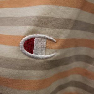 Champion Cropped Short Sleeved Striped Logo T-Shirt (Large / Women's)